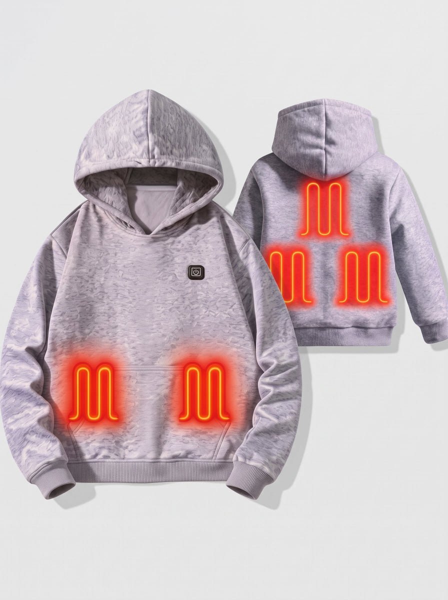 Heated Hoodie back and front heated zone view