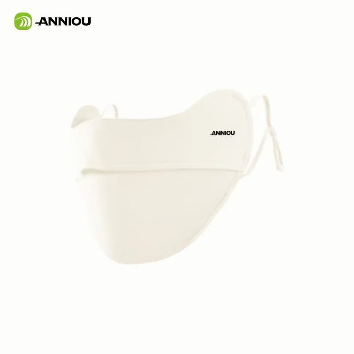 Apricot face mask with 'ANNIOU' branding on a white background