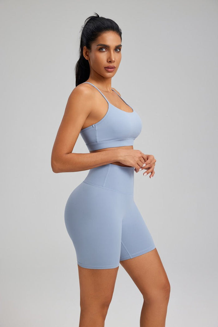 UPF 50+ Buttery Soft Yoga Shorts in blue