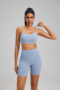 blue high waist Buttery Soft Yoga Shorts