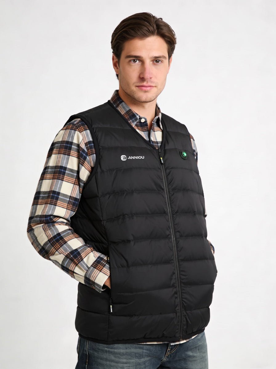 Black Carbon Fibre V-Neck Heated Gilet