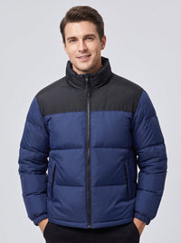 Mens #NavyBlue Color Block Heated Quilted Jacket