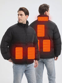 Black 6 Area Color Block Heated Quilted Jacket