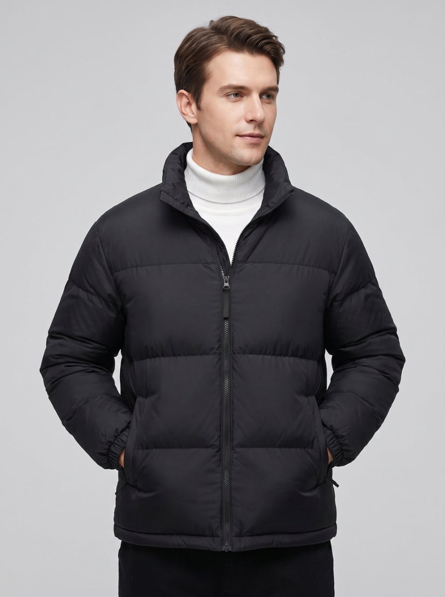 #Black Color Block Heated Quilted Jacket