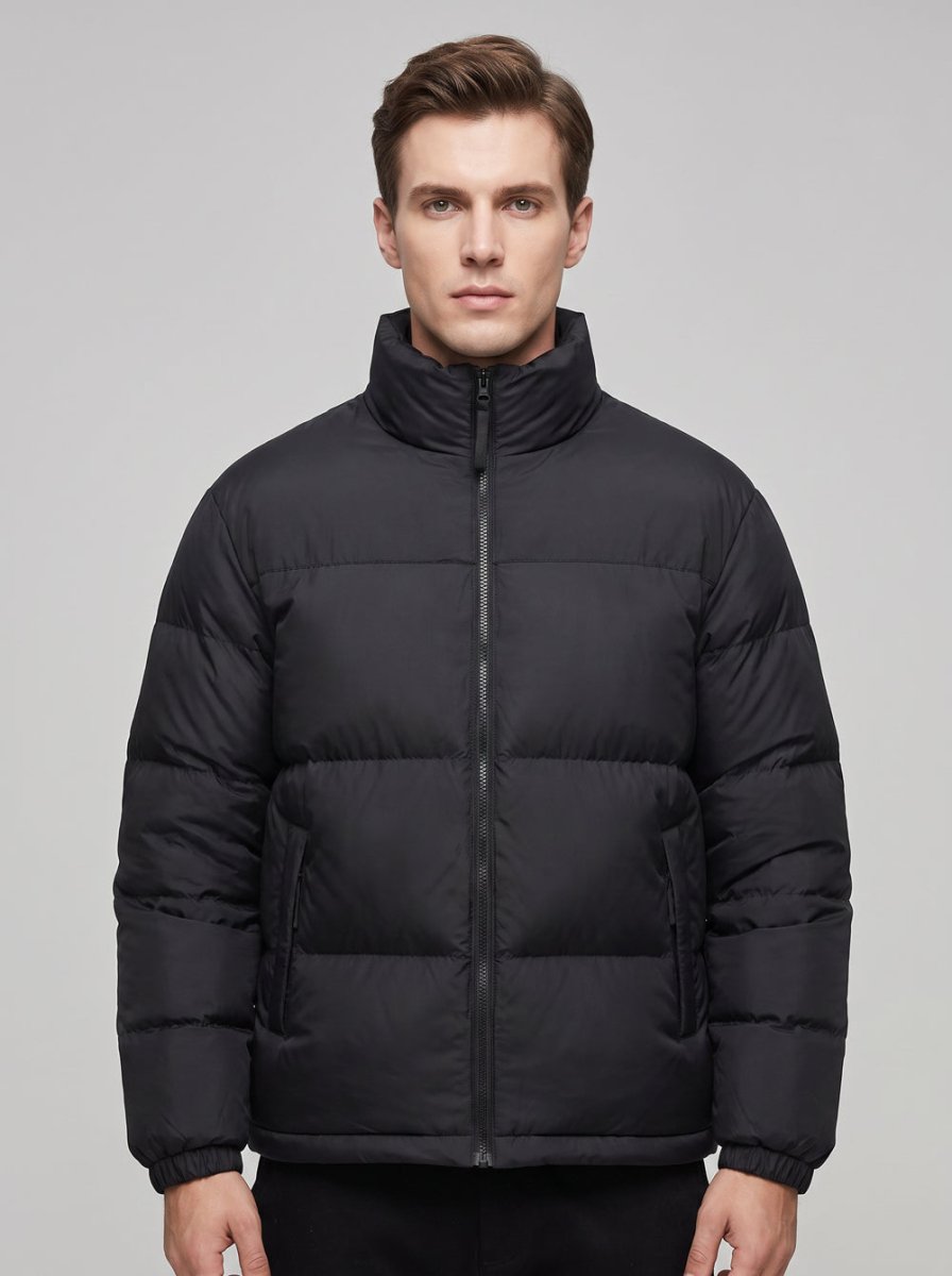 Mens #Black Color Block Heated Quilted Jacket