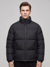 Mens #Black Color Block Heated Quilted Jacket