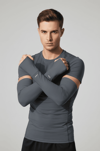 Gray Cooling Arm Sleeves UPF 100