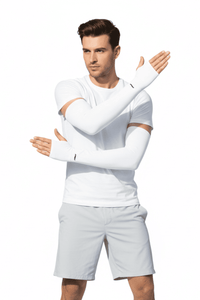 white Cooling Arm Sleeves UPF 100