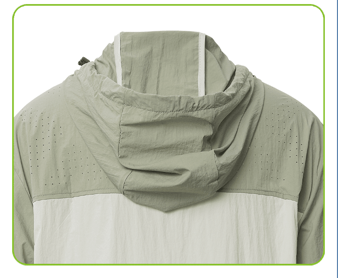 Mocha UPF 100 Hood on a jacket