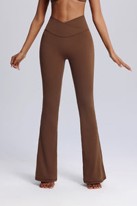 Crisscross high Waist Flared brown yoga pants