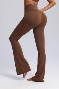 high Waist Flared brown yoga pants butt lift