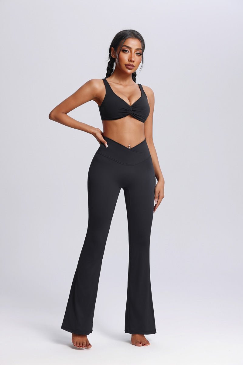 Crisscross high Waist Flared black yoga pants