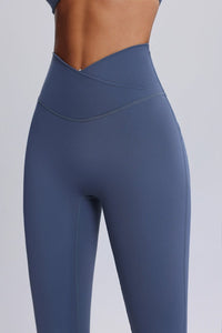 Crisscross high Waist Flared Blue yoga pants
