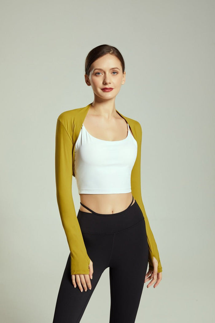 Women's Yellow Cropped Sports Bolero