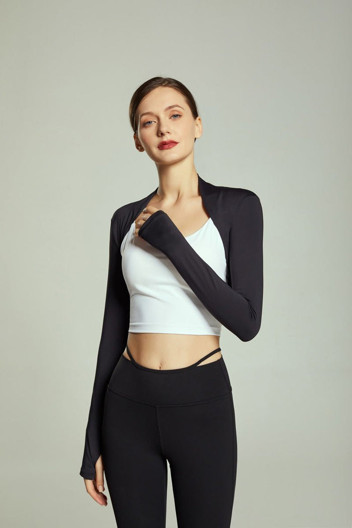 Women's Black Cropped Sports Bolero