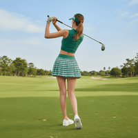 Rear of Green Diamond - patterned Golf Skirt