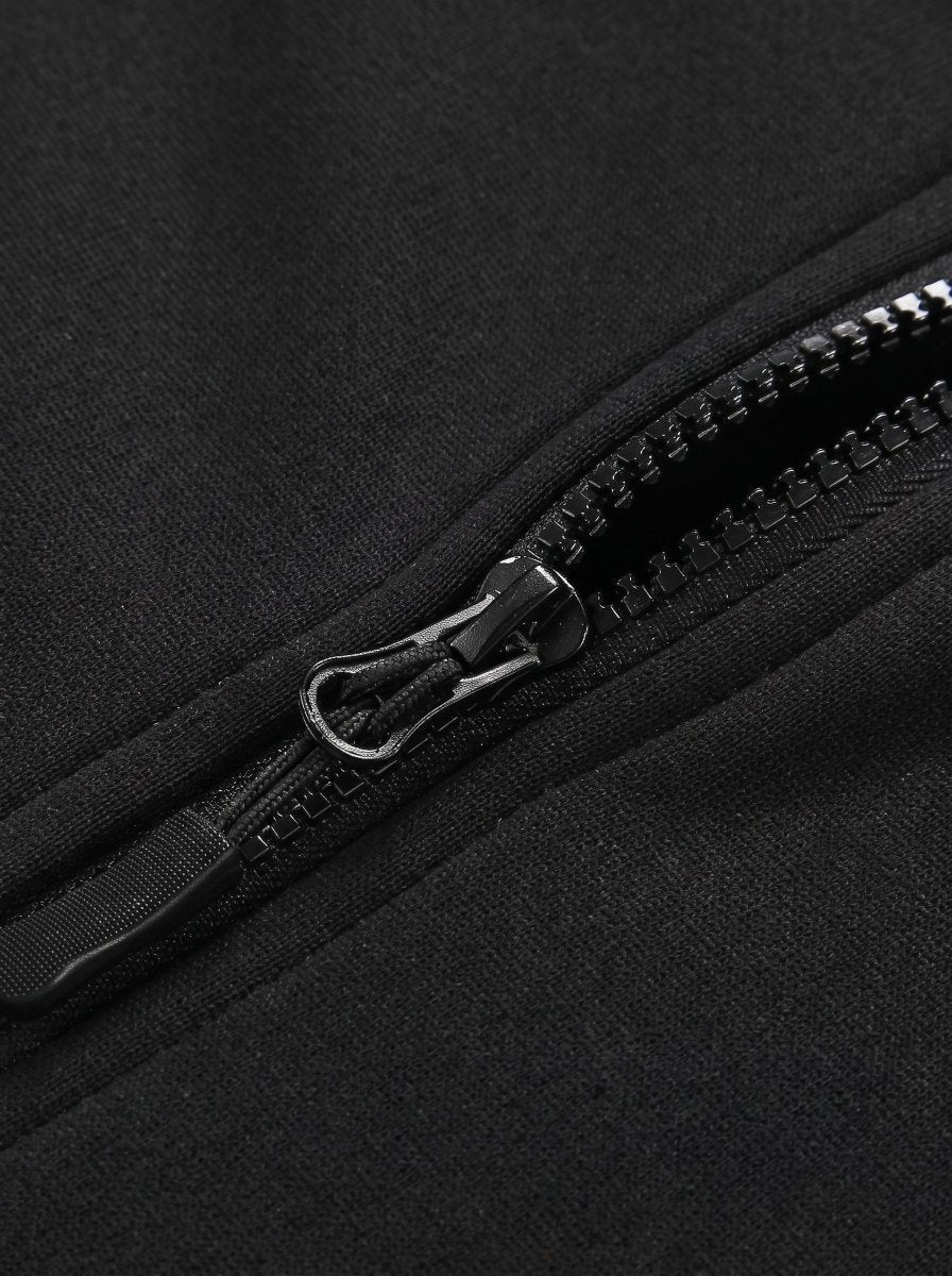 zipper details of #black Heated Zip Up Hoodie