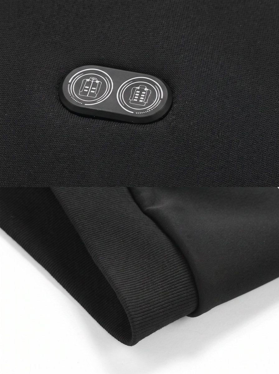 Switch and hem details of #black Heated Zip Up Hoodie