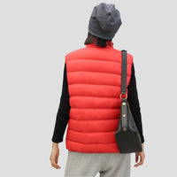 womens red Dual Switch Heated Gilet by Anniou back