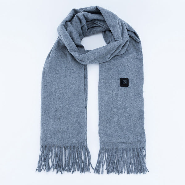 gray Fringed Heated Scarf