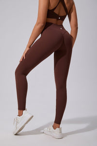 brown Full Length Leggings UPF 50+ with butt lift