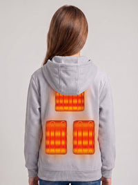 girls grey heated hoodie from the back with 3 heat zone