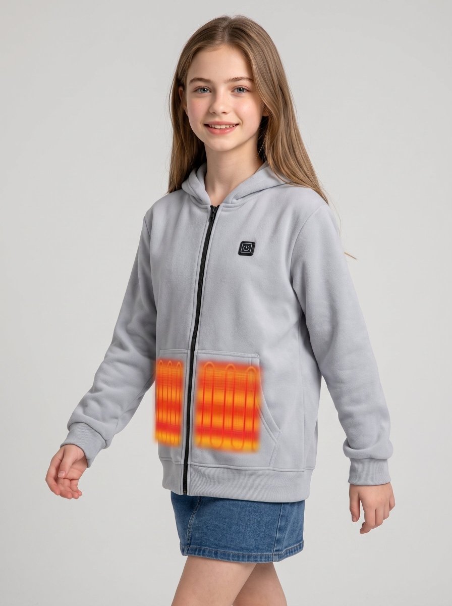 Girls Grey Heated Hoodie
