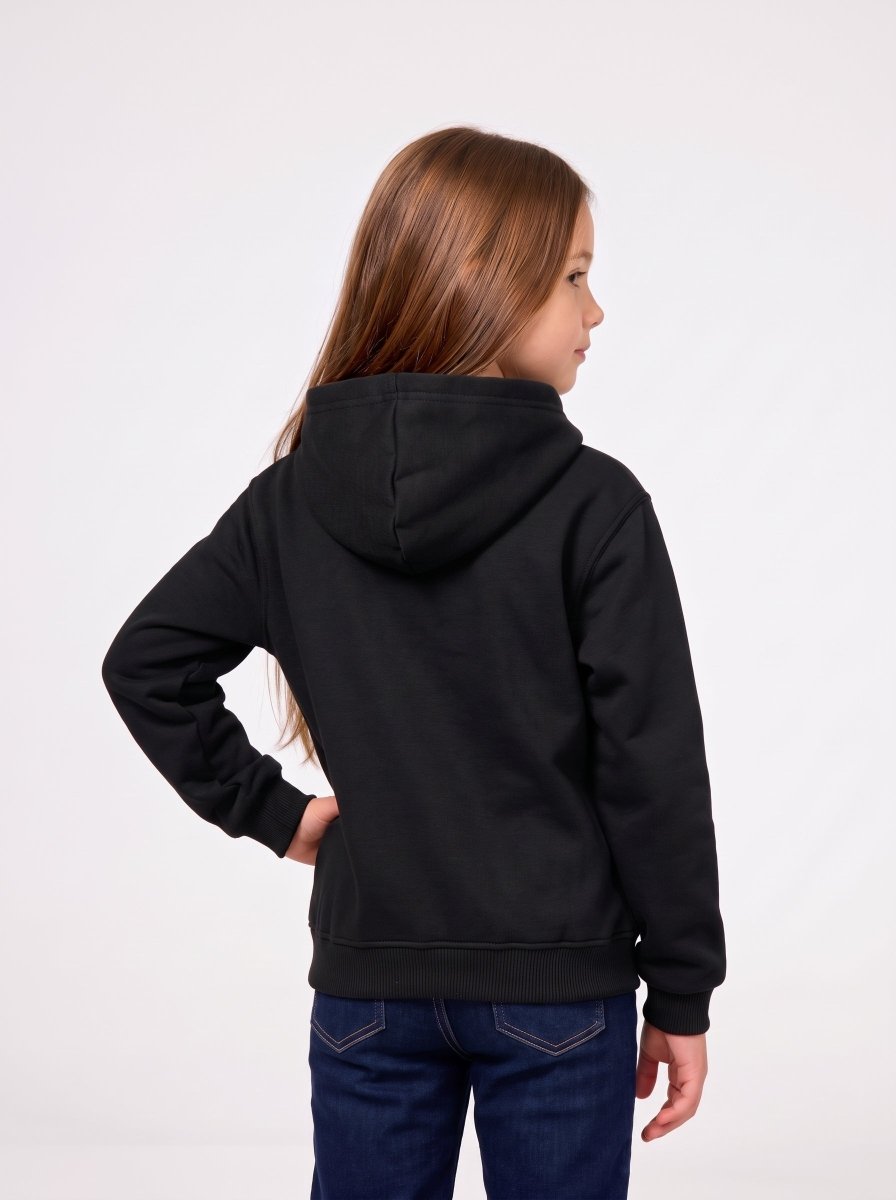 Back of Girls #Black Heated Zip Up Hoodie