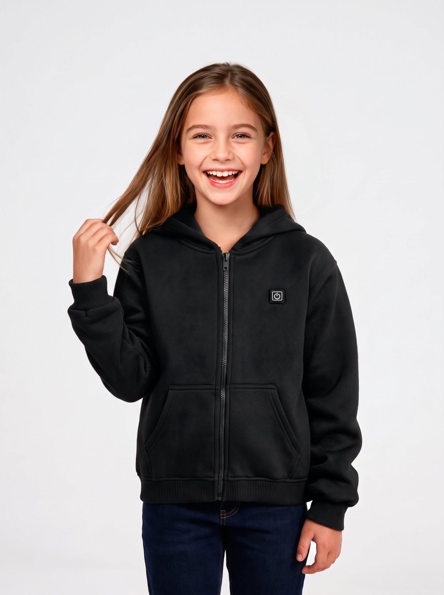 #Black Heated Zip Up Hoodie