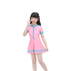 Girls Short Sleeved Zippered One - piece Swimsuit - Sun Protection Clothing