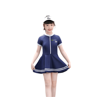 Girls Short Sleeved Zippered One - piece Swimsuit - Sun Protection Clothing
