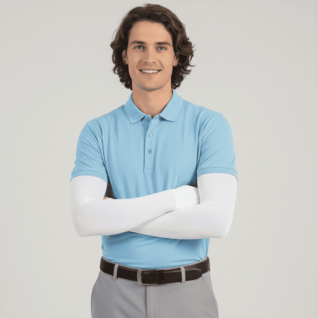 white Golf Arm Sleeves UPF 50+