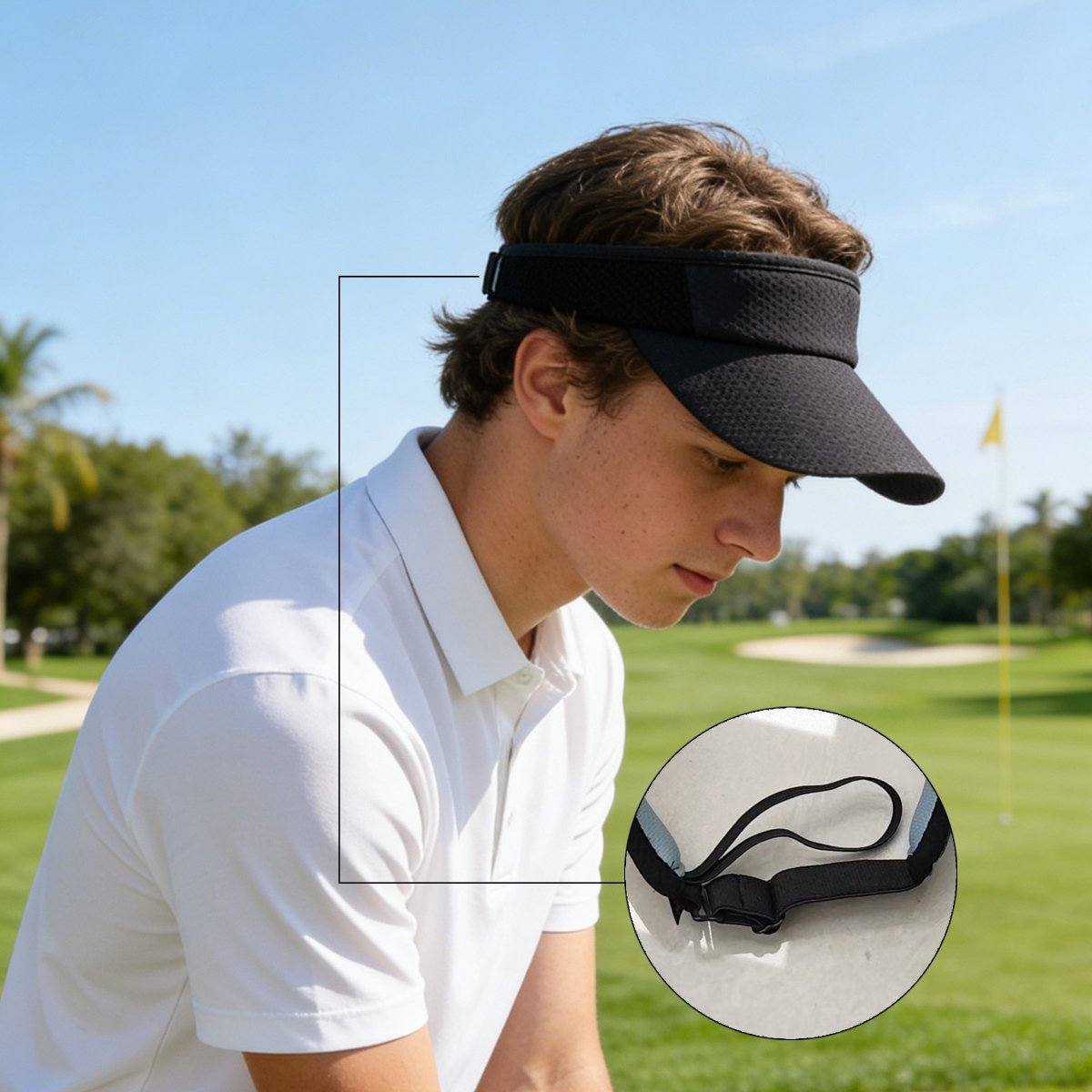 Mens Black Golf Visor UPF 50+