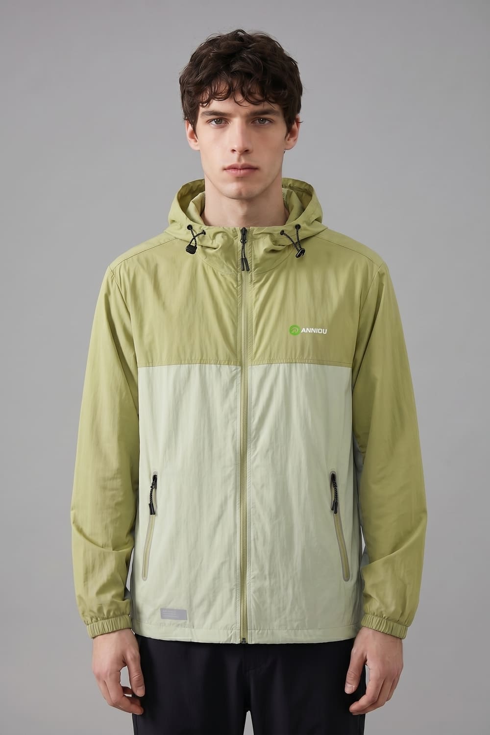 Mens light green and beige UV jacket by Anniou