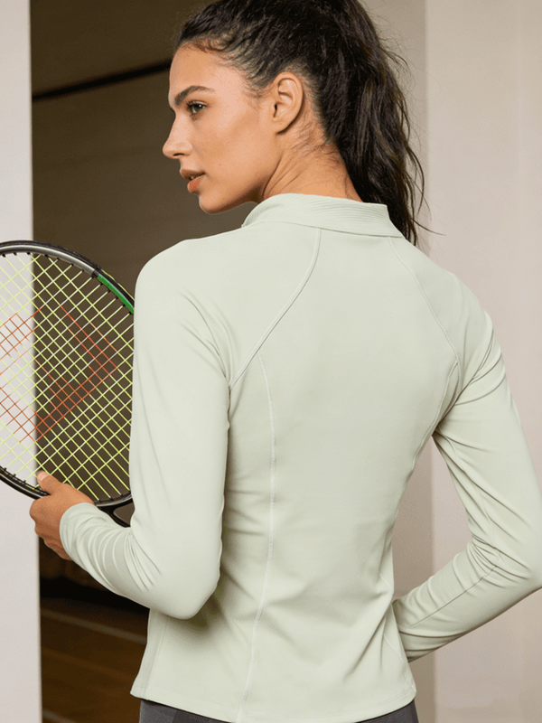 Half Zipper Yoga Top UPF50+ Cardamom Green