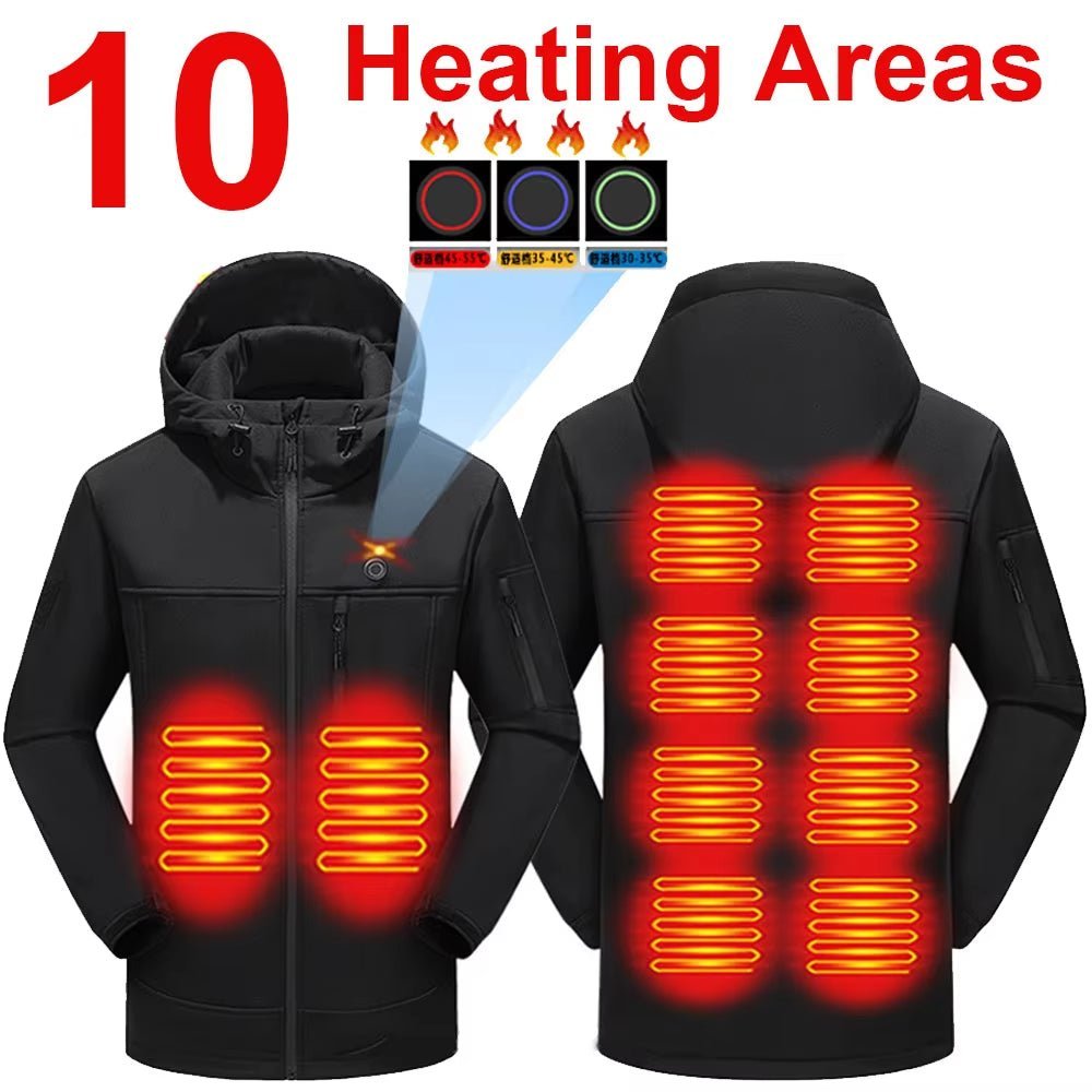10 Area Heated Hooded Softshell Jacket by anniou
