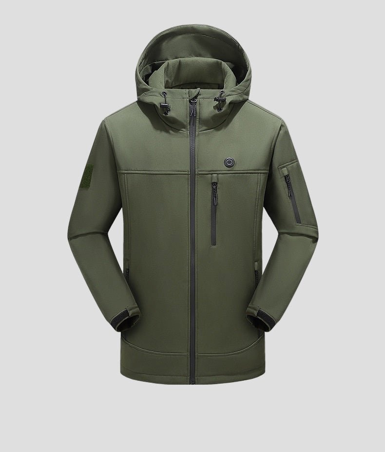 men's green Heated Hooded Softshell Jacket