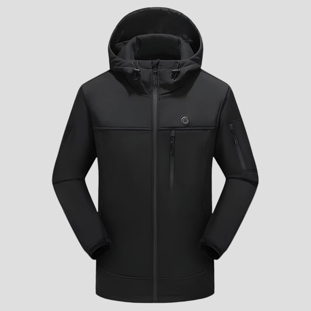 men's black Heated Hooded Softshell Jacket