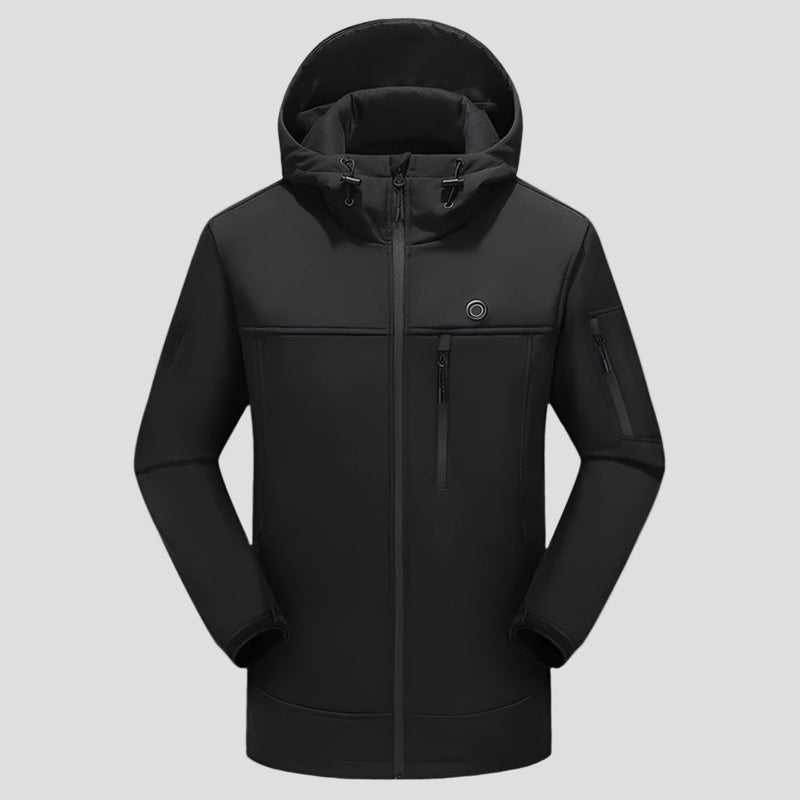 men's black Heated Hooded Softshell Jacket