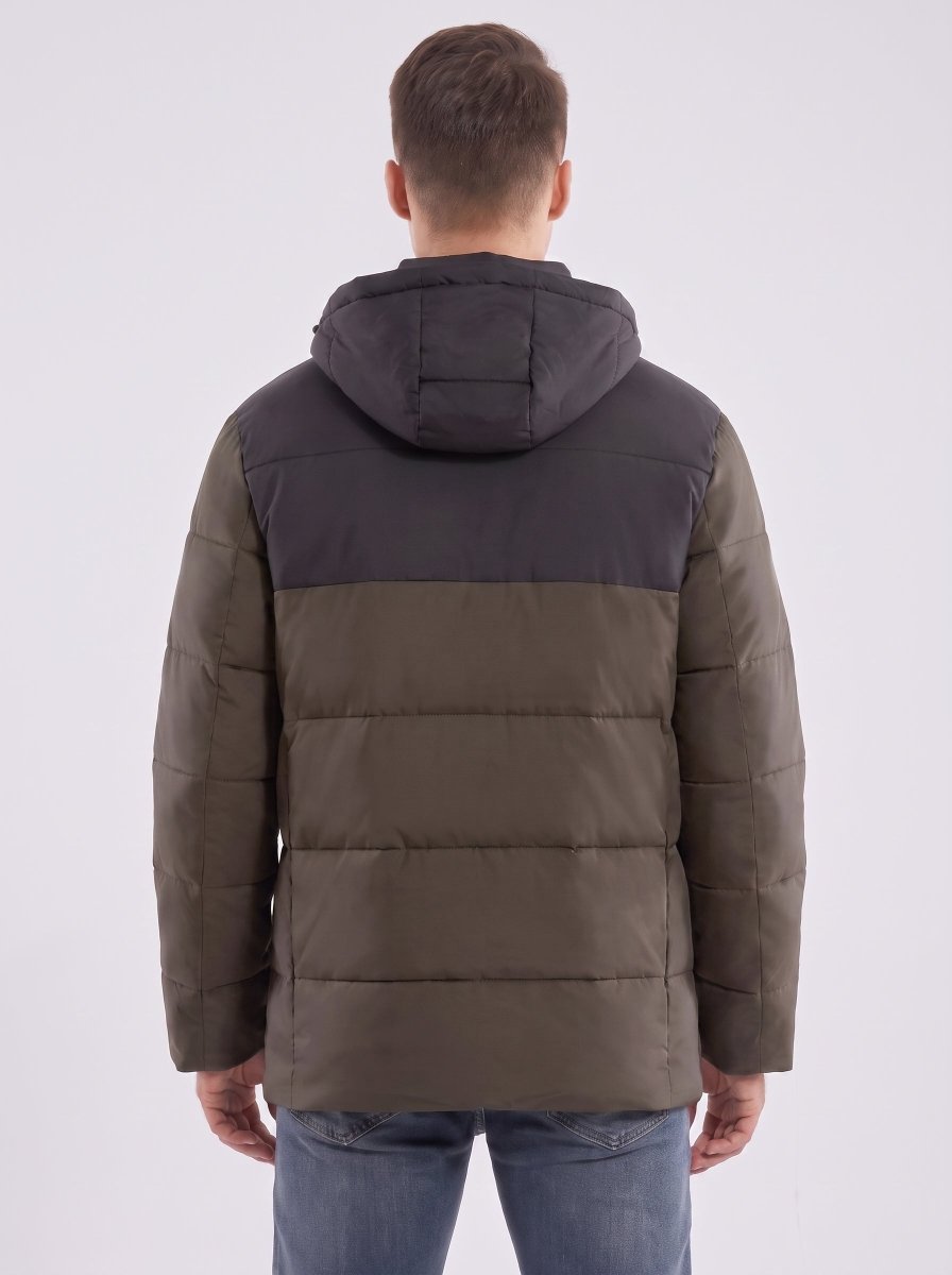 Back of #NavyGreen Dual Control Heated Padded Jacket
