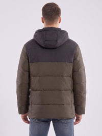 Back of #NavyGreen Dual Control Heated Padded Jacket