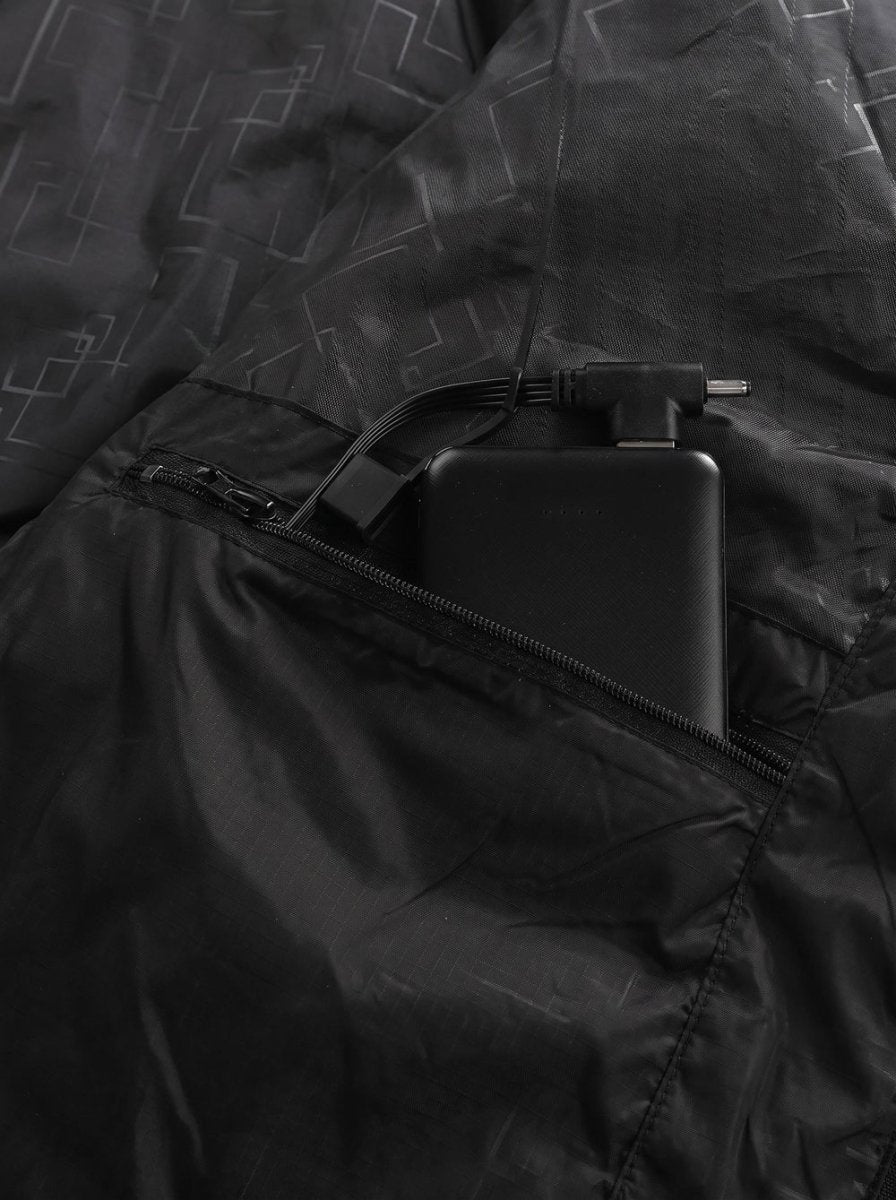 Hidden USB port design of #Black Heated Padded Jacket