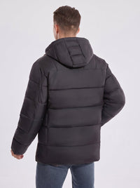 Back of #Black Dual Control Heated Padded Jacket