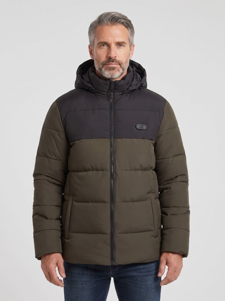 Men's Navy Green Heated Padded Jacket