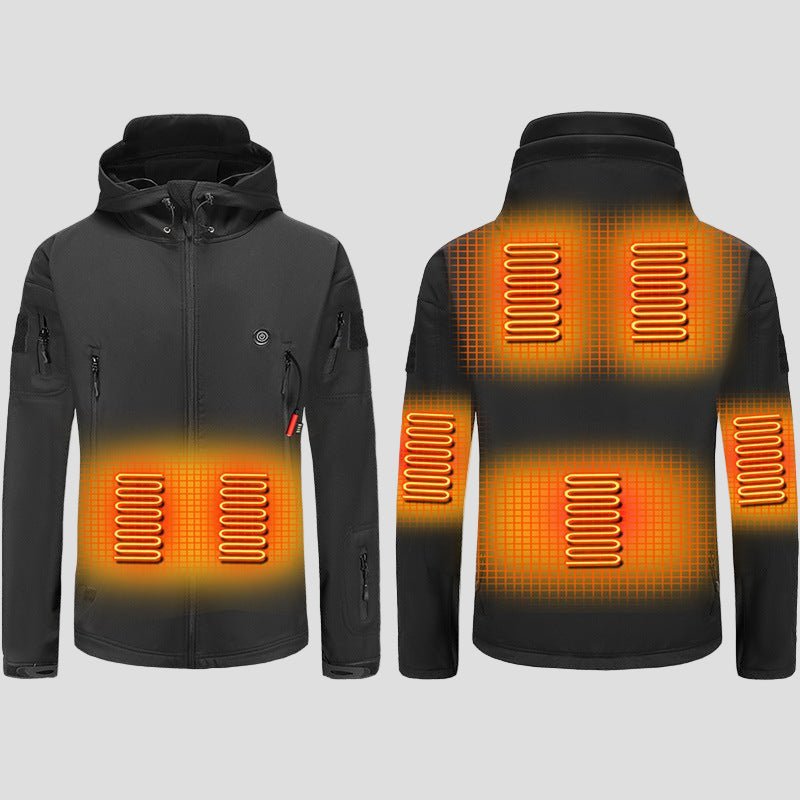 men's black Heated Parka Jacket with 7 heat zones