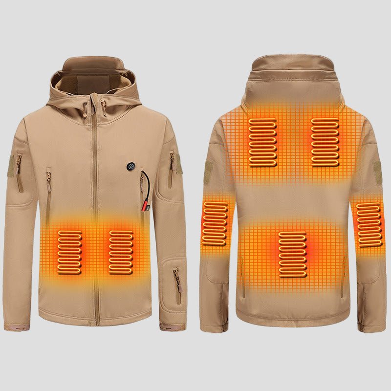 men's khaki Heated Parka Jacket with 7 heat zones