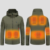 men's green Heated Parka Jacket with 7 heat zones