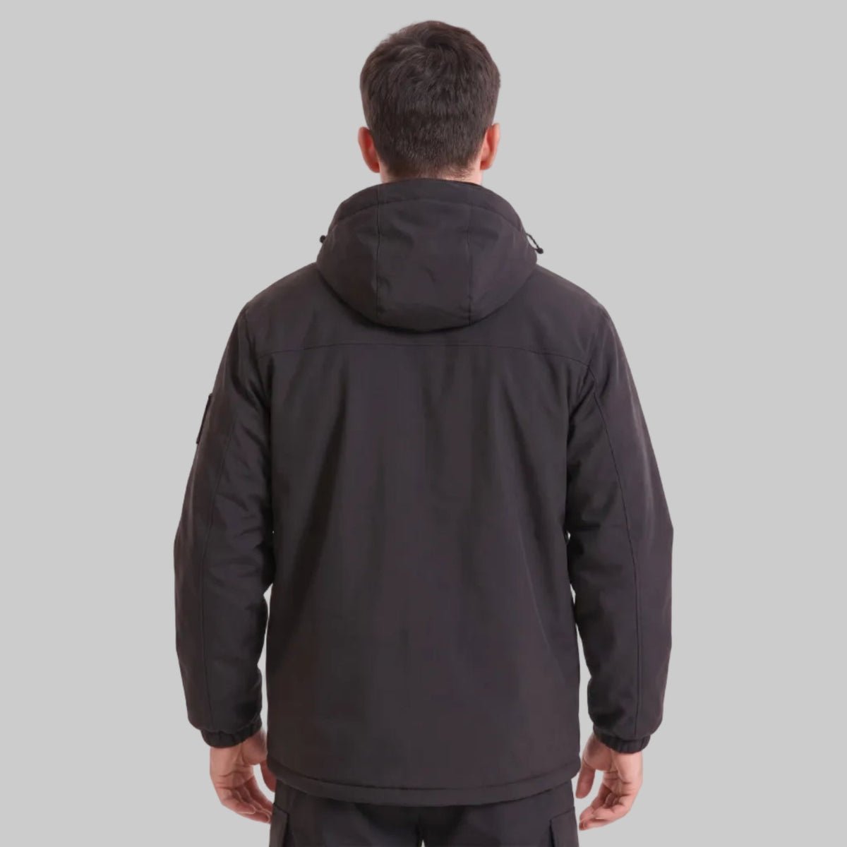 Back of Mens #Black Heated Softshell Jacket