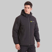 men's black outdoor hooded jacket
