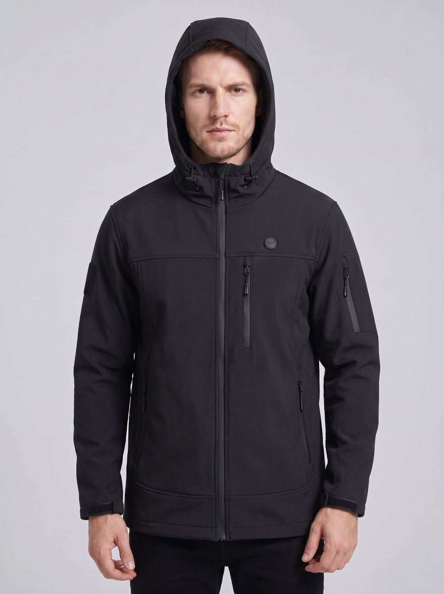 Men’s Windpfoof Hooeded Heated Softshell Jacket in #black